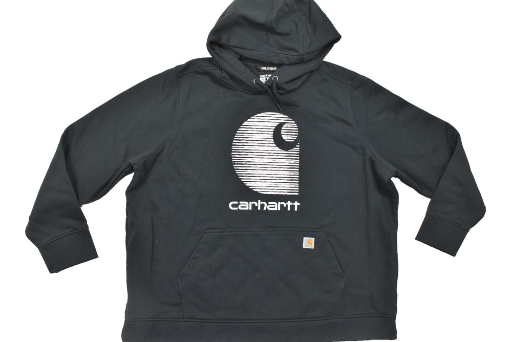 Carhartt Rain Defender Hoodie Women's 3X Black Relaxed Fit Graphic Pullover TS56